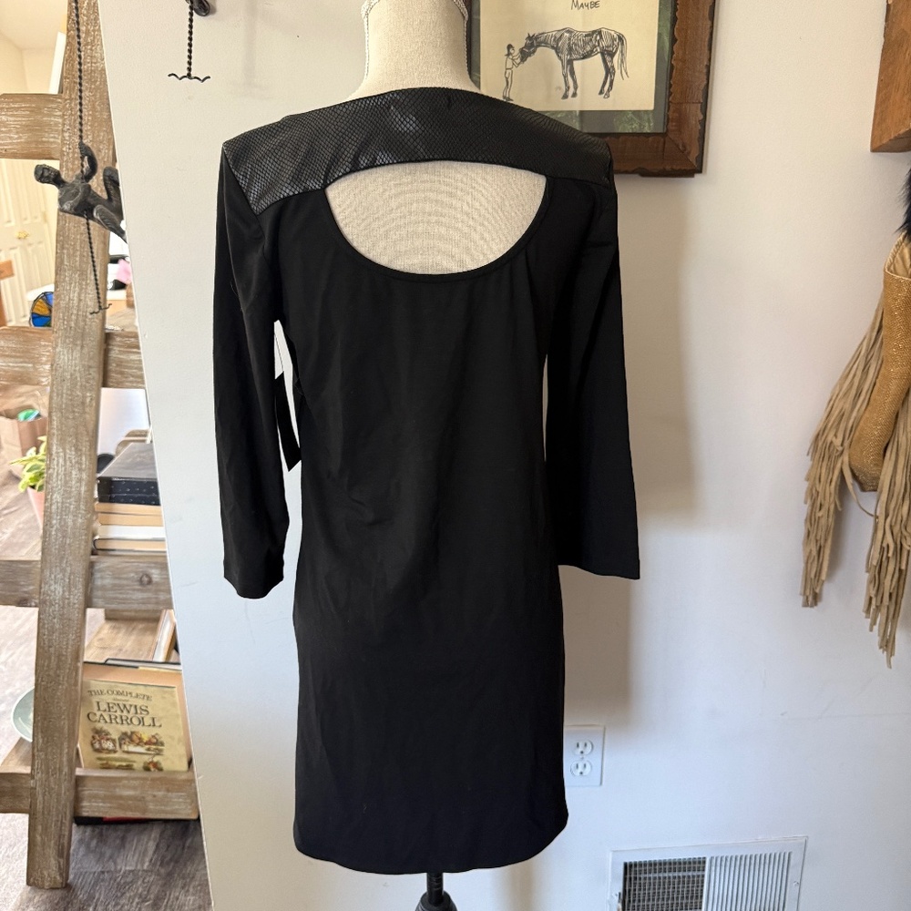 NWT ELLA MOSS Black Mixed Media LBD Cut Out Dress M